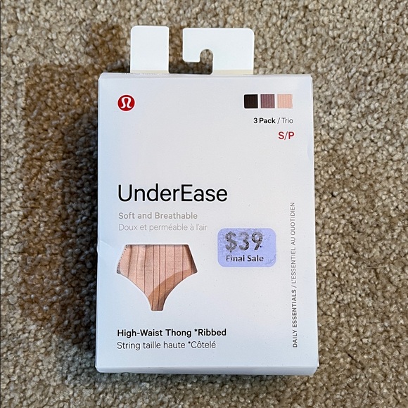 lululemon athletica Other - lululemon UnderEase 3-Pack High-Waist Ribbed Thongs - Black / Pink / Tan